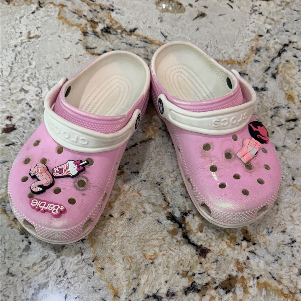 CROCS Kids Pink and White Sandals